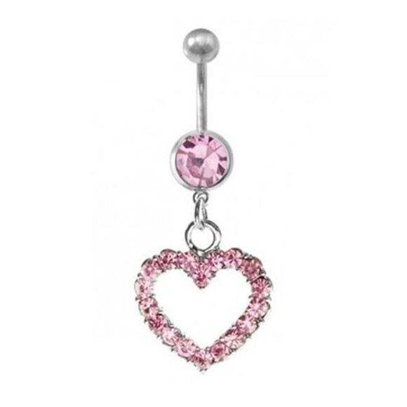 NEW Stainless Steel Rhinestone Heart Dangle - Picture 1 of 1